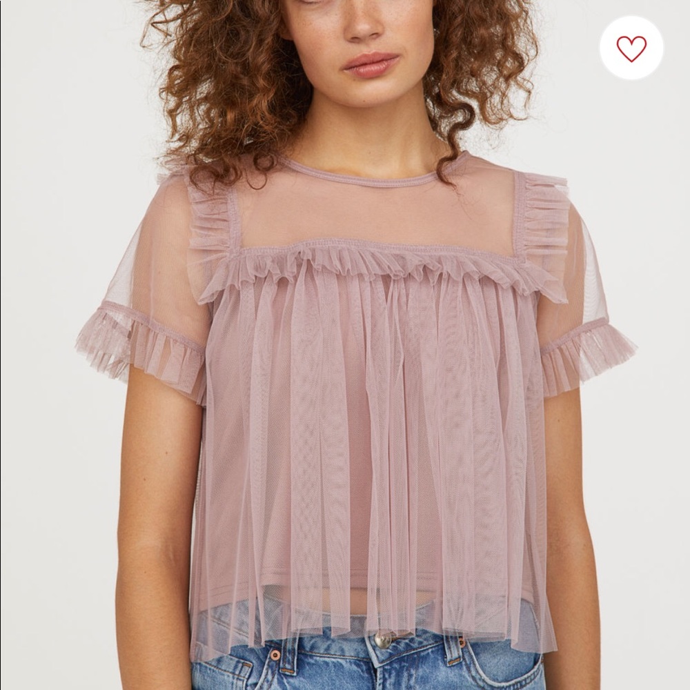 H&M Ruffle-Trimmed Mesh Top